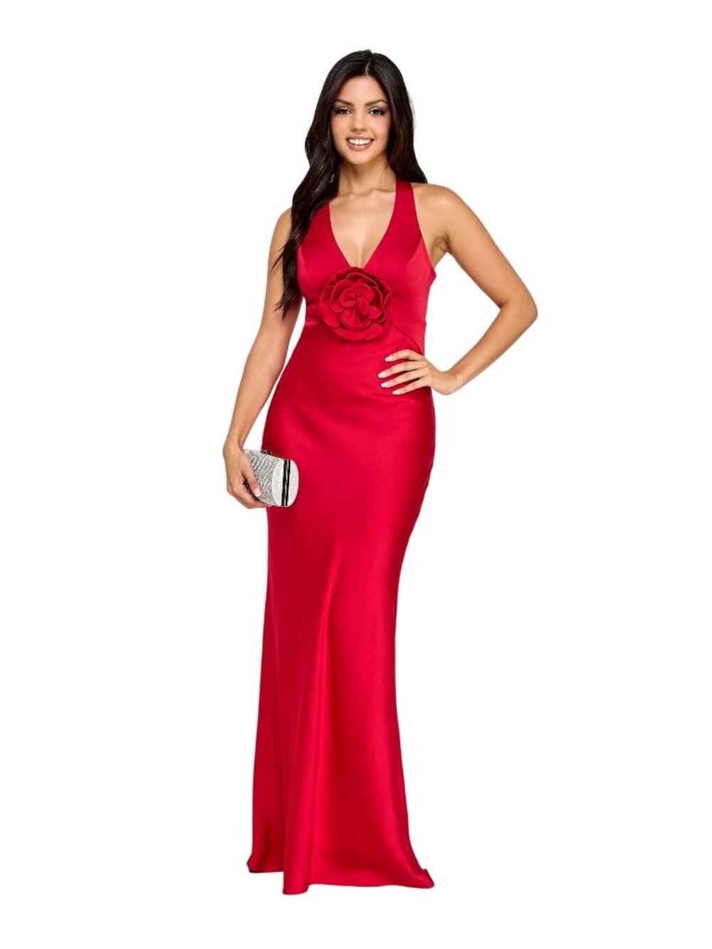 NWT B. Darlin Satin 3D Rose Applique Formal Gown Size Juniors 3/4 - Picture 5 of 9